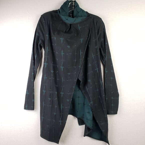 Ruti Forever Jacket Stretch Crosses Print Black Teal Size XS/S Goth Minimalist - Picture 12 of 15